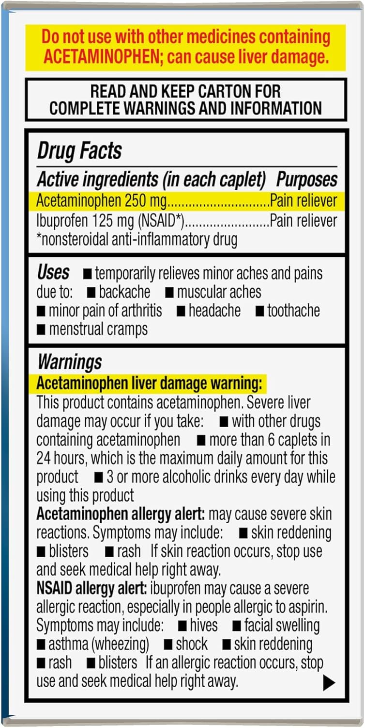 GoodSense Dual Action Acetaminophen and Ibuprofen NSAID Tablets 250 mg125 mg Back Pain 18 Count - Image 2
