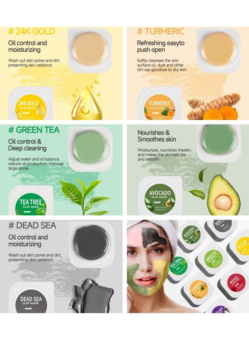 X5 Clay Mask - Deep Cleansing and Hydrating, with Avocado, Dead Sea Minerals, Green Tea, Turmeric and 24K Gold Extract, Suitable for All Skin Types (5g * 10) - Image 2