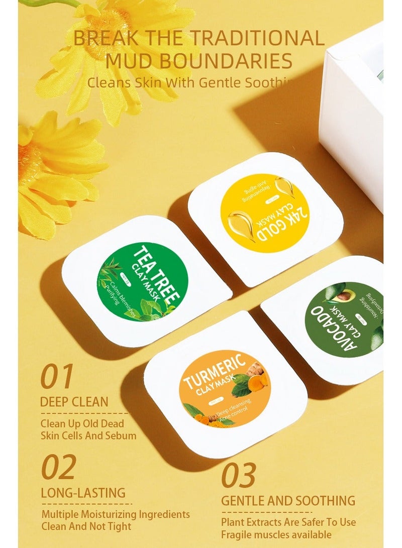 X5 Clay Mask - Deep Cleansing and Hydrating, with Avocado, Dead Sea Minerals, Green Tea, Turmeric and 24K Gold Extract, Suitable for All Skin Types (5g * 10) - Image 5