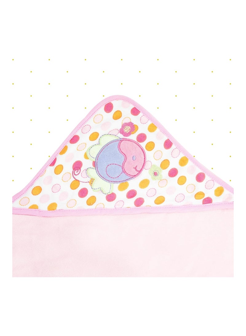 Spasilk Bath 1 Hooded Terry Towel & 3 Washcloths Set For Babies, One Size, Pink Fish - Image 3