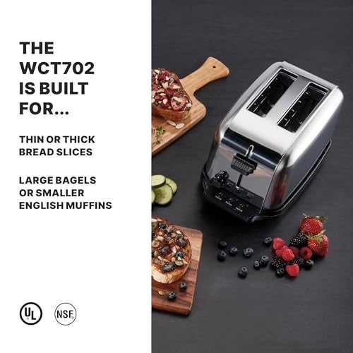 Waring محماص وارين التجارية WCT702 2 شريحة خفيف الاستخدام، 120 فولت، قابس 5-15، فضي، 2 حجرة - Image 2