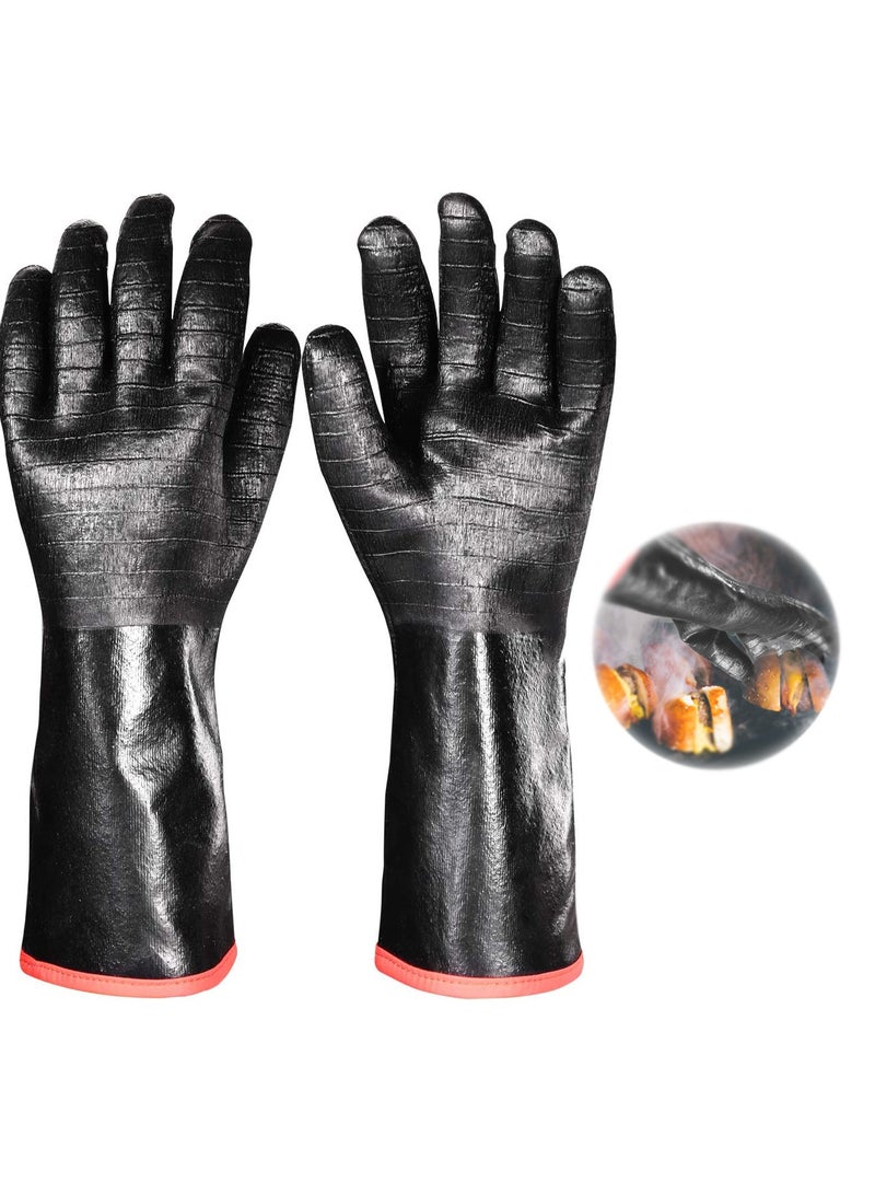 SYOSI BBQ Gloves,14IN 932℉ Heat Resistant For Grill/S moker/Cooking/Pit/Barbecue, Textured Palm Handle Greasy Food on Your Fryer/Grill/Oven Without Slip, Waterproof, Oil Resistant, Very Easy to Clean  - Image 1