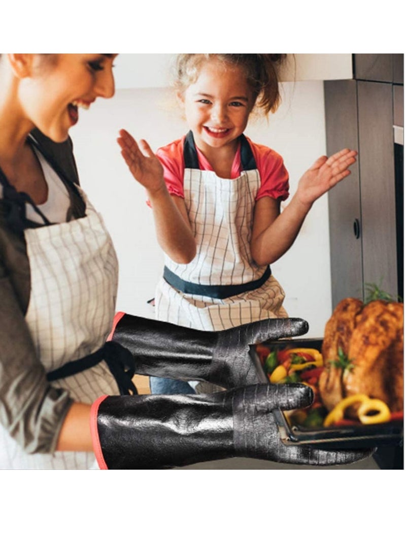 SYOSI BBQ Gloves,14IN 932℉ Heat Resistant For Grill/S moker/Cooking/Pit/Barbecue, Textured Palm Handle Greasy Food on Your Fryer/Grill/Oven Without Slip, Waterproof, Oil Resistant, Very Easy to Clean  - Image 2