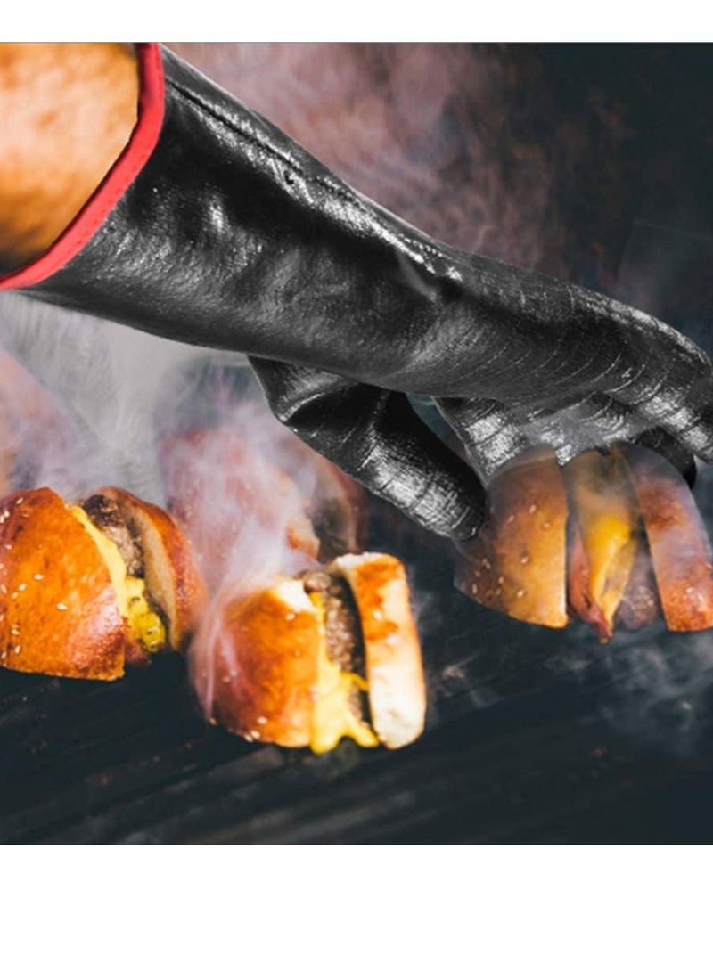 SYOSI BBQ Gloves,14IN 932℉ Heat Resistant For Grill/S moker/Cooking/Pit/Barbecue, Textured Palm Handle Greasy Food on Your Fryer/Grill/Oven Without Slip, Waterproof, Oil Resistant, Very Easy to Clean  - Image 3