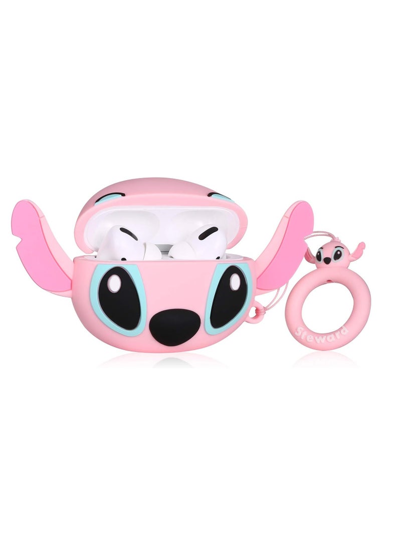 Generic - Case for Airpod Pro Cute Fashion Soft Silicone Fun Cartoon Cover Anime Protective Skin for AirPods Pro Shell Funny Design for Air Pods Pro Cases with Keychain, Girls Kids Pink Ear Stitch - Image 1