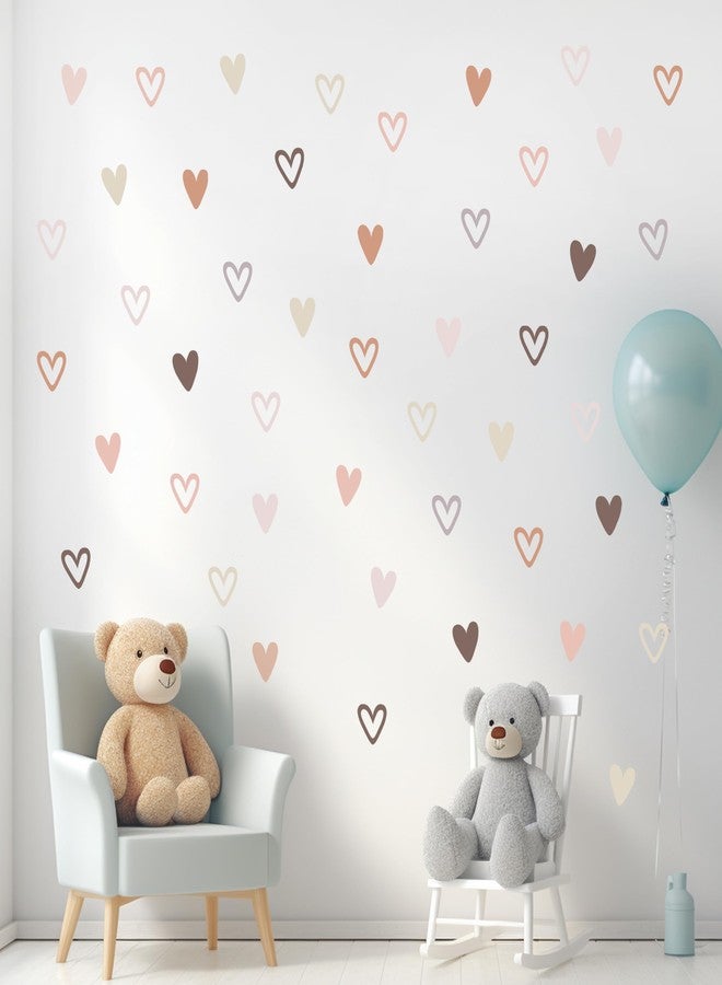 Shine Inside 72psc Boho Heart Wall Stickers Girls Bedroom Removable Wall Decals Nursery Kids Decor, Cute Decorations, Pastel Hearts Wall Art Stickers for Kids Room Bedroom Playroom Nursery Room - Image 5