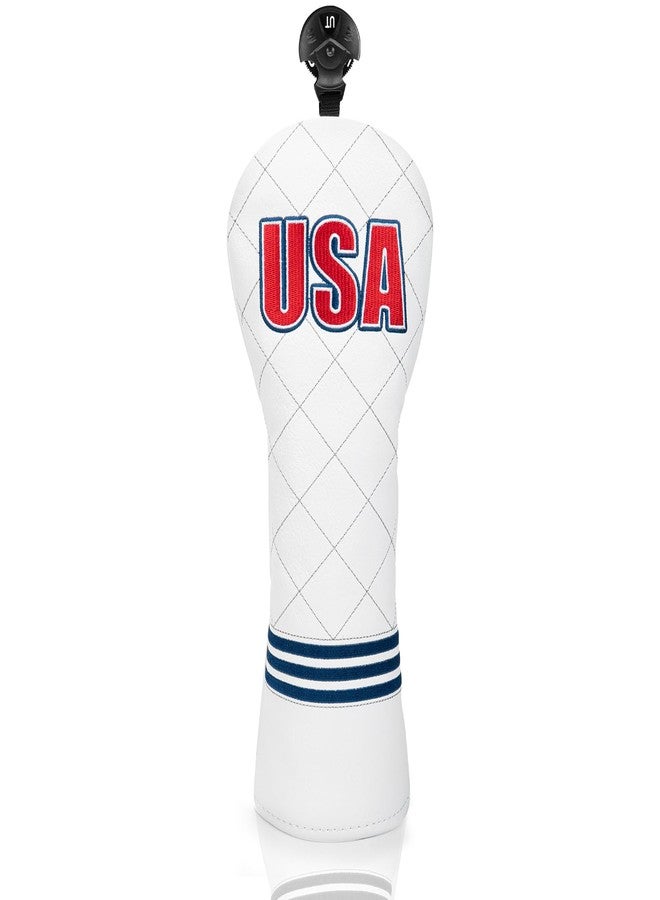 Acebirdie Golf Club Head Covers for Driver Cover, Elegant Embroidery USA Fairway Wood Cover Hybrid Headcover, Premium Leather Golf Headcovers Set (for Hybrid(1pcs)) - Image 1