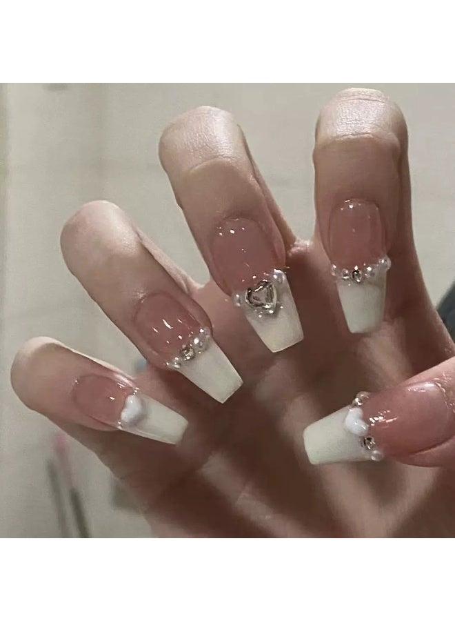 Goolsky Pure Desire Milk White Heart Pearl Press-on Nails - Image 3