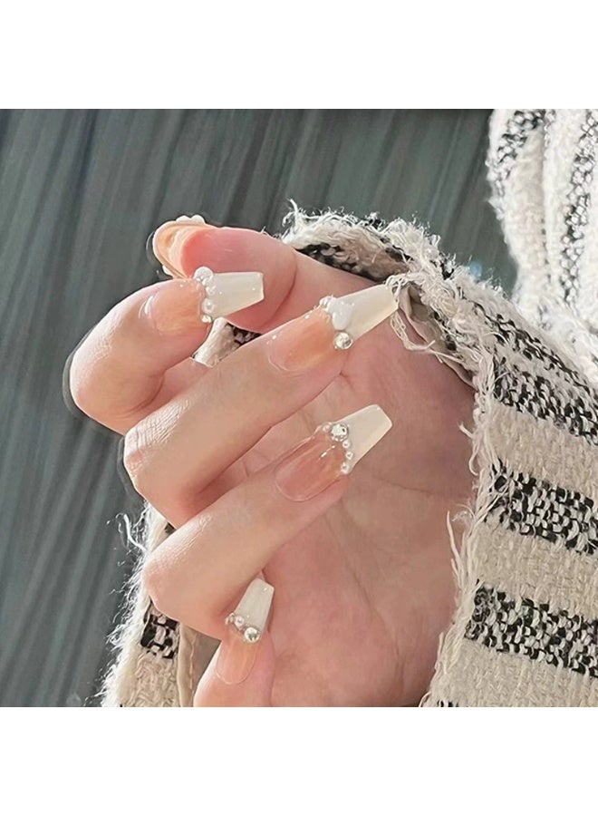 Goolsky Pure Desire Milk White Heart Pearl Press-on Nails - Image 1