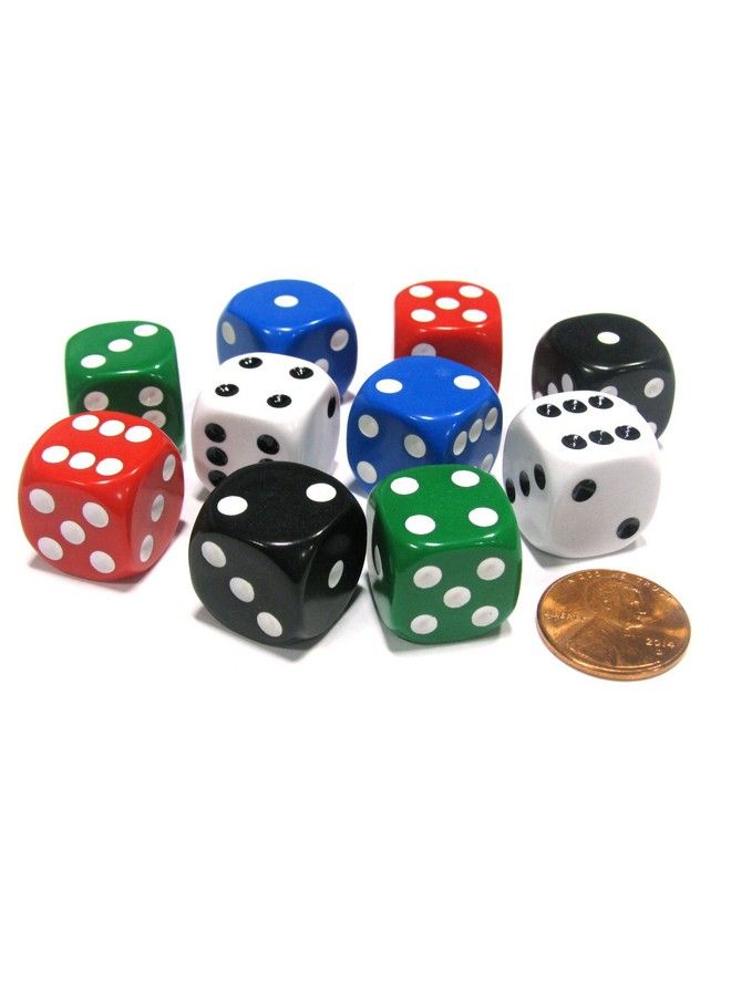 Koplow Games Set Of 10 D6 Rounded Opaque 16Mm D6 Dice 2 Each Of Red White Blue Green Black - Image 3