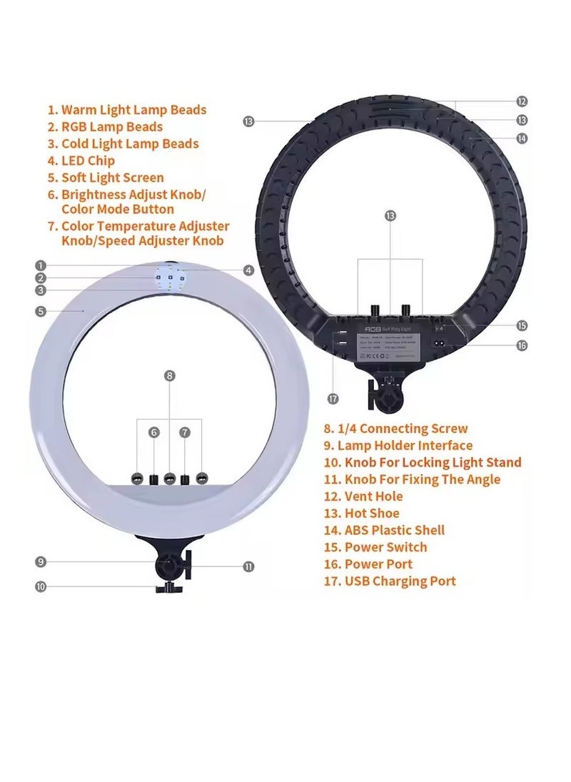 Generic - RL-18" LED Soft Ring Light with Remote Control, Adjustable Brightness, Non-Slip Design - Image 1