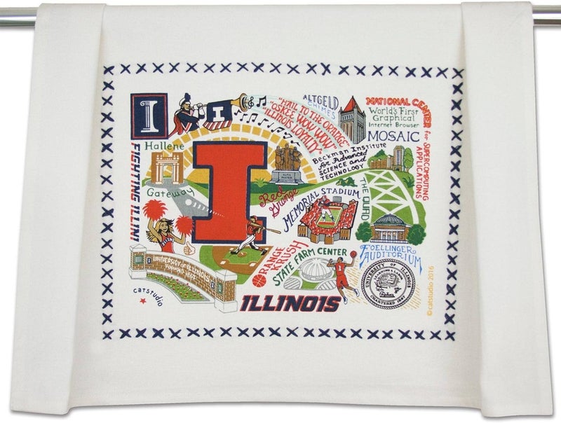 Catstudio Dish Towel, University of Illinois Fighting Illini Hand Towel - Collegiate Kitchen Towels for Illinois Fans for Students, Graduation, Parents and Alums - Image 1