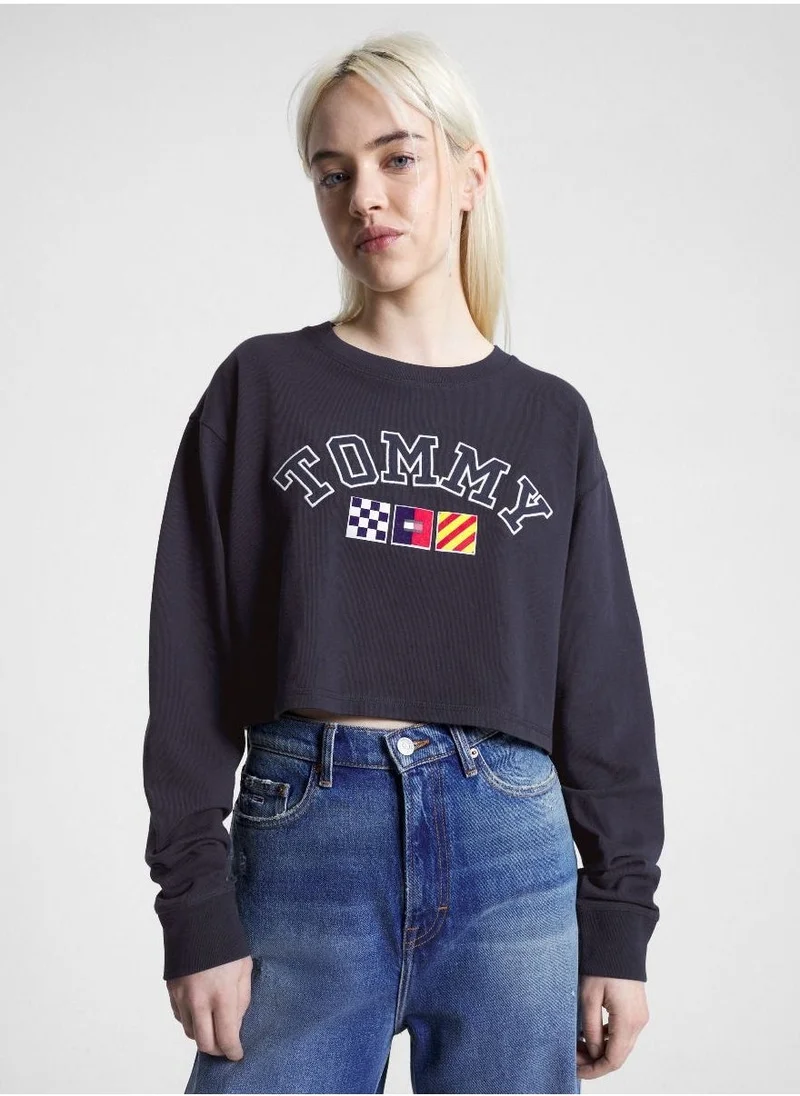 TOMMY JEANS Crew Neck Logo Crop Sweatshirt