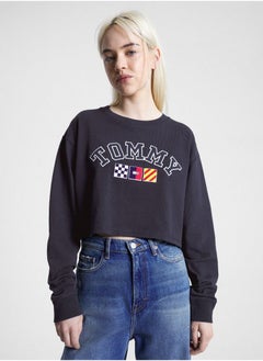 Crew Neck Logo Crop Sweatshirt