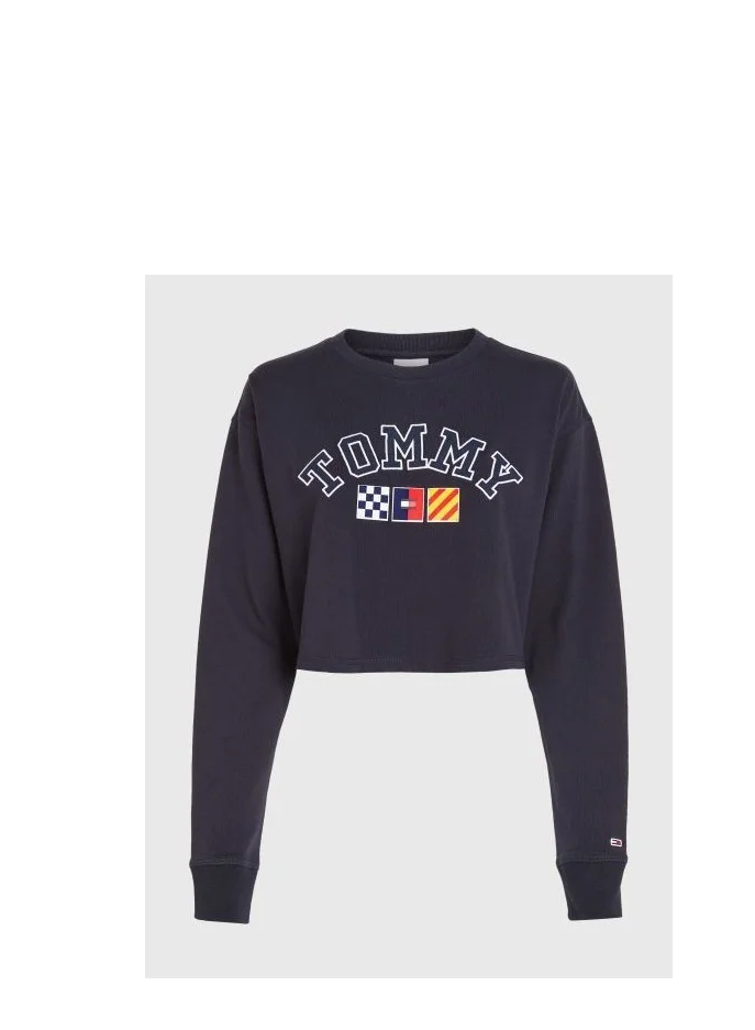 TOMMY JEANS Crew Neck Logo Crop Sweatshirt