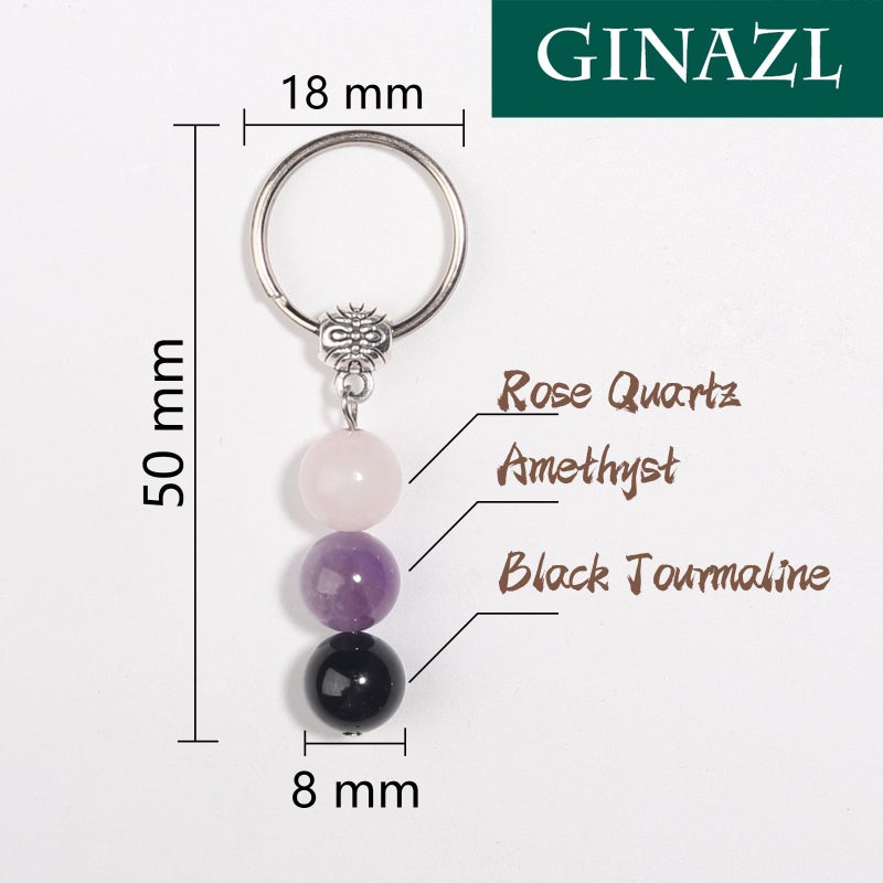 GINAZL Real Healing Crystals Stones Keychain, Anti Anxiety Keychain Gifts for someone With Depression Positivity Gifts Chistmas Valentines day Birthday Gift for Women Men (AR) - Image 2