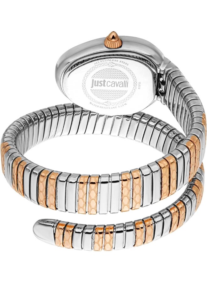 Just Cavalli ساعة جاست كافالي النسائية أفيرسا كوارتز بمينا فضية ثنائية اللون - JC1L222M0065 - Image 3