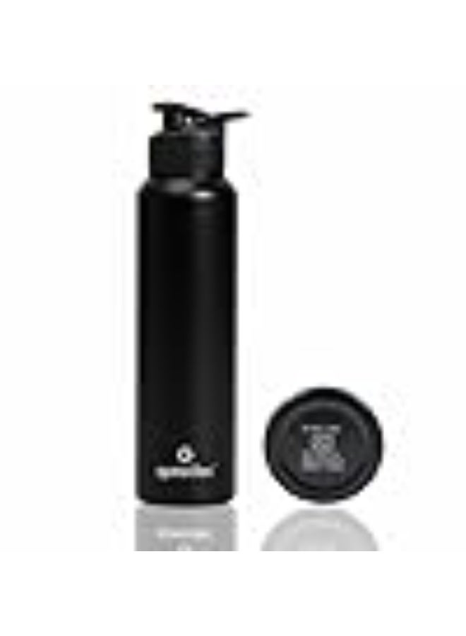 Speedex Stainless Steel Metal Water Bottle 1 Ltr 1000 ml, BIS Approved, Leak Proof Sipper Cap Bottle for Office, School, Gym, Travel, Daily Use for Men, Women, Kids, Adults, Black, Set of 1 - Image 1