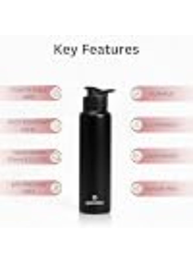 Speedex Stainless Steel Metal Water Bottle 1 Ltr 1000 ml, BIS Approved, Leak Proof Sipper Cap Bottle for Office, School, Gym, Travel, Daily Use for Men, Women, Kids, Adults, Black, Set of 1 - Image 2