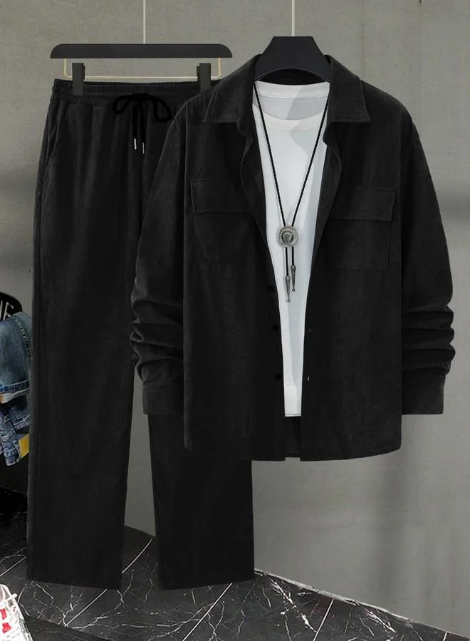 تايك تو طقم منسق من بنطال وقميص من الكوردروي