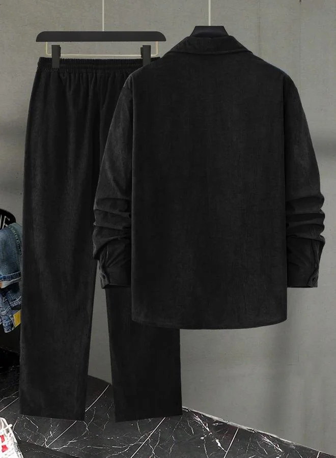 تايك تو طقم منسق من بنطال وقميص من الكوردروي