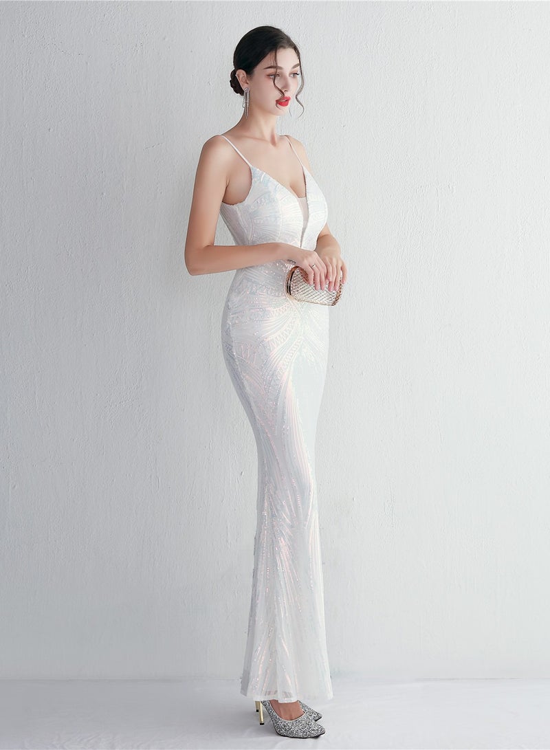 Meilun Glamorous Sequin Spaghetti - Strap Mermaid Evening Gown - Image 5