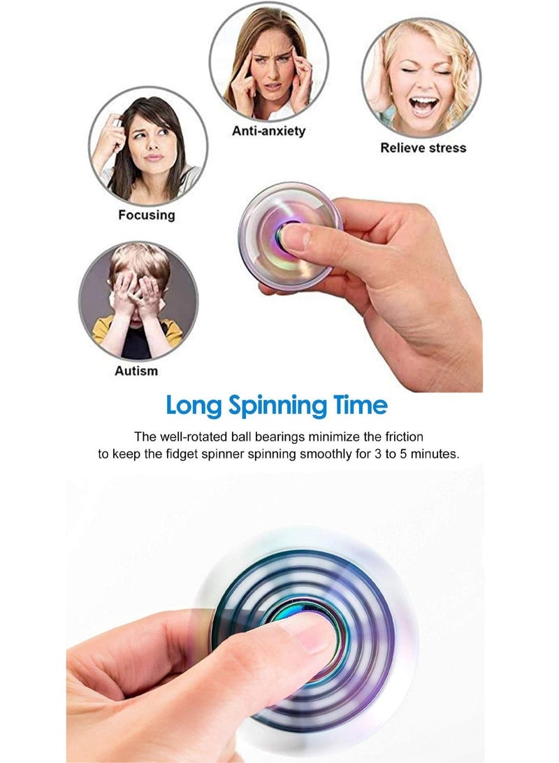 Two-Head Mechanical Pioneer Fidget Spinner To Reduce Stress And Anxiety, Finger Spinner Metal Focus Stainless Steel, Eliminate Boredom For Kids Adults, Birthday Gift (Rainbow Color) - Image 3