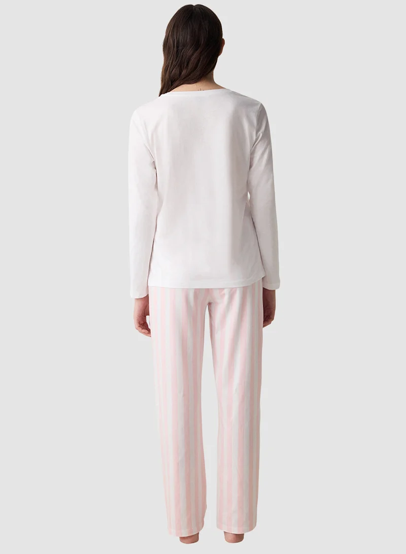 بنتي طقم بيجامة ليمون وردي