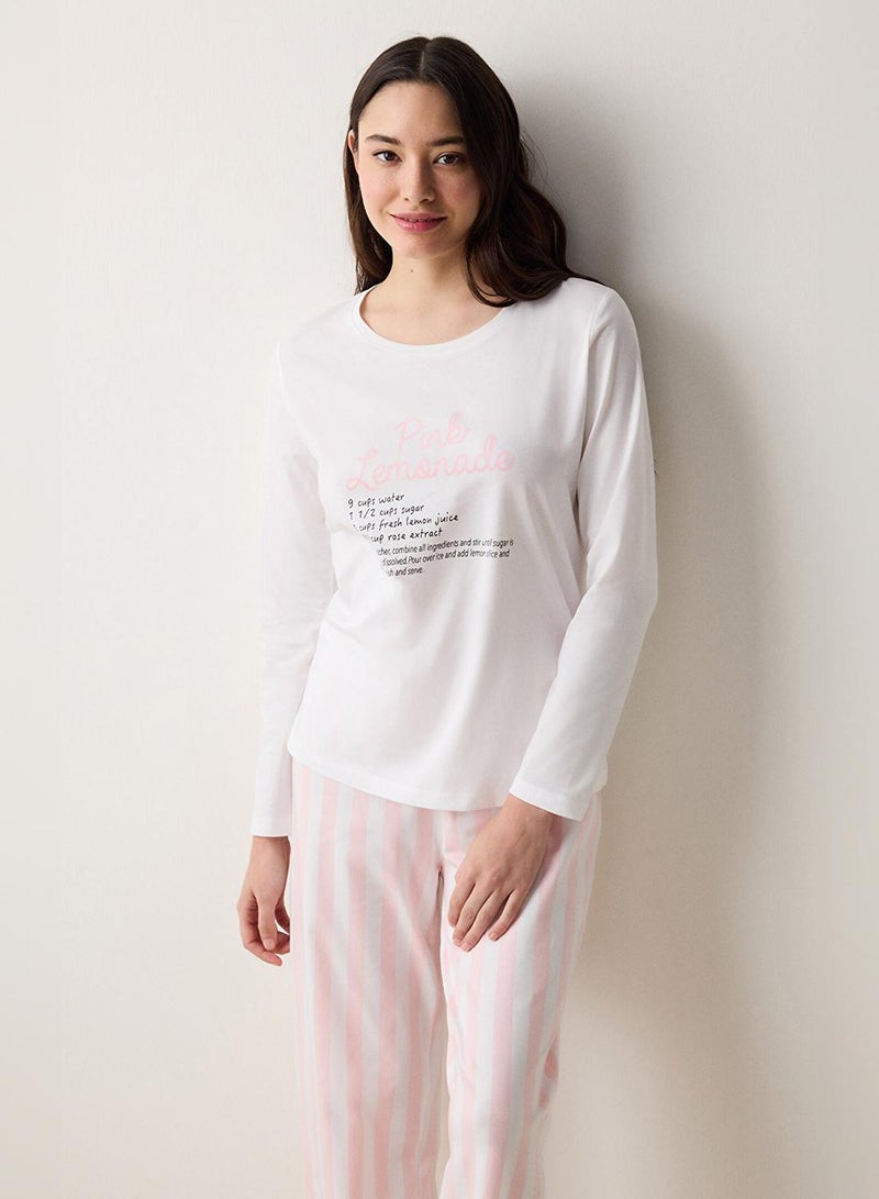 بنتي طقم بيجامة ليمون وردي - Image 2