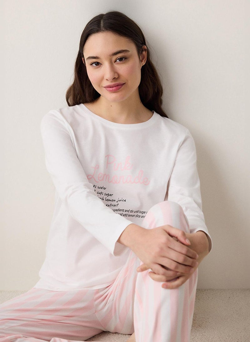 بنتي طقم بيجامة ليمون وردي - Image 3