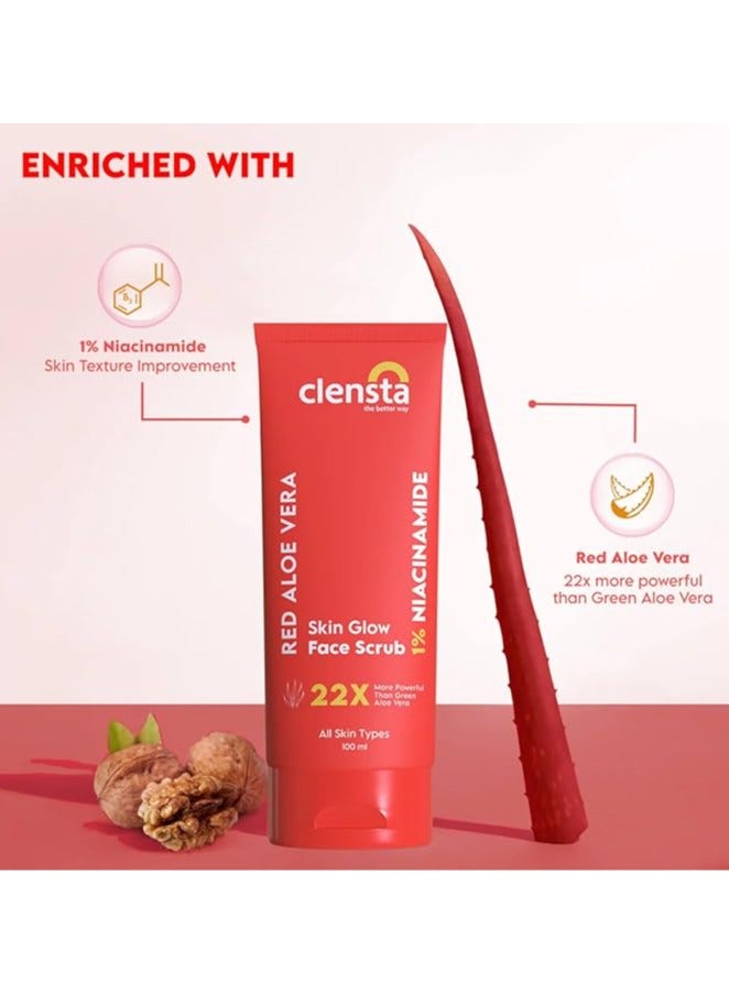Clensta Red Aloe Vera Skin Glow Facial Scrub 100ml  - Image 2