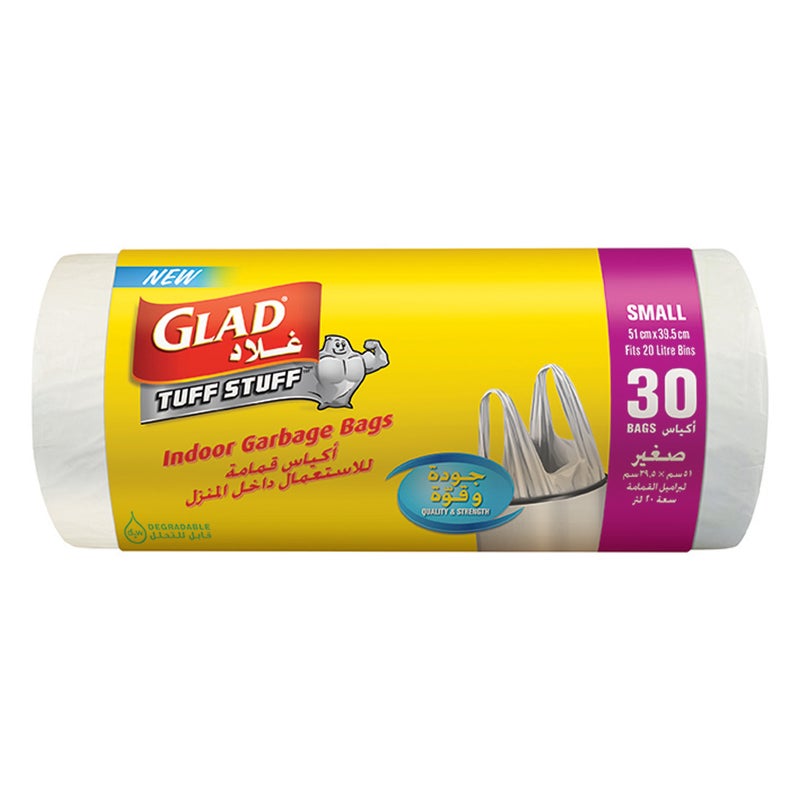 Glad Tuff Stuff Garbage Bag Small White Handle Bags Size 51 x 39.5cm 30pcs