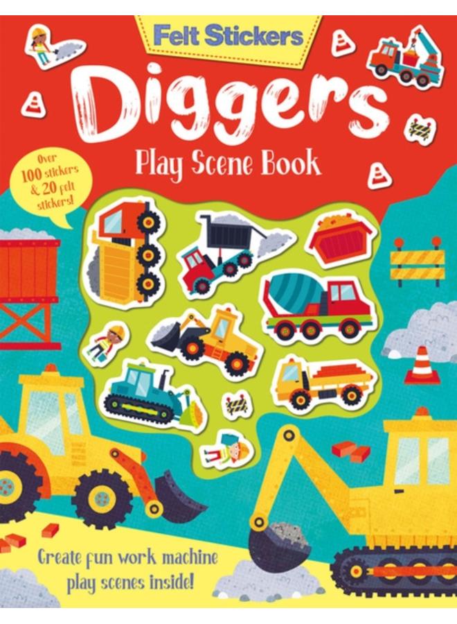 Felt Stickers Diggers Play Scene Book 