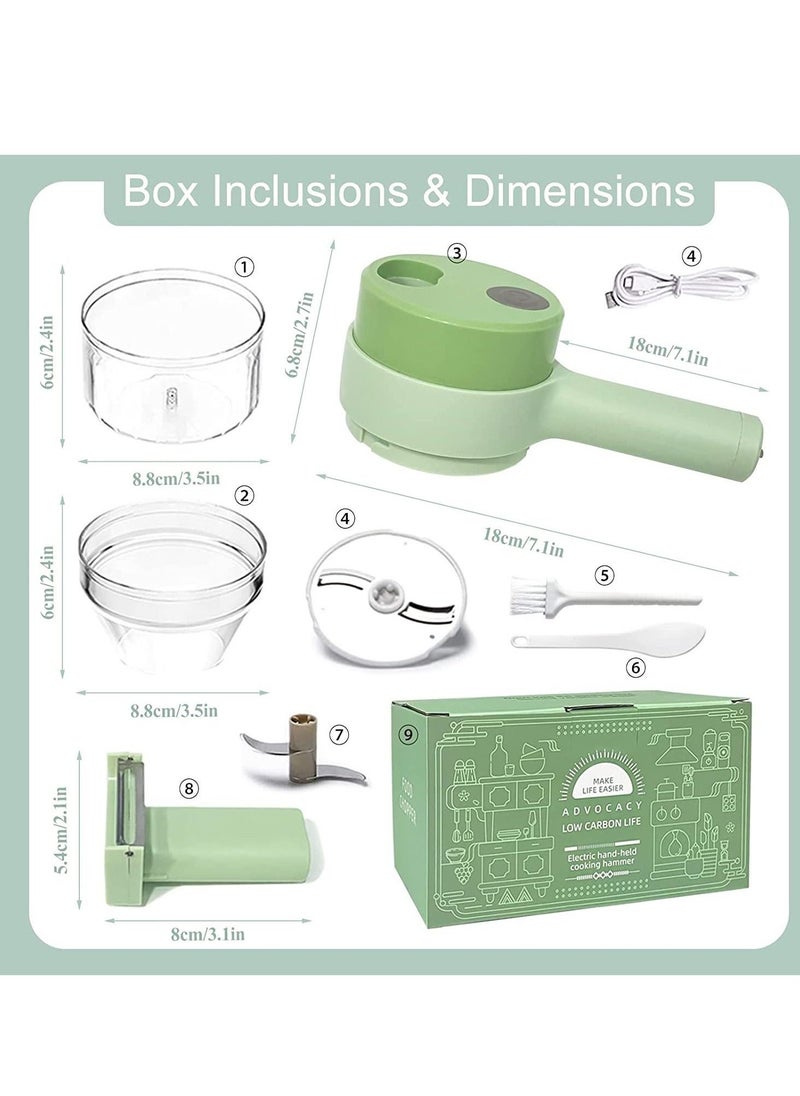 4 in 1 Handheld Electric Vegetable Cutter Set, Portable Mini Wireless Food Processor with Brush, Gatling Vegetable Cutter Electric Garlic Chopper for Garlic Pepper Chili Onion Celery Ginger Meat - Image 3