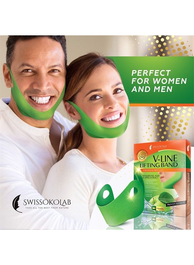 SWISSÖKOLAB Double Chin Reducer V Shaped Slimming Face Mask Chin Up Patch Face Lift Tape V Line Lifting Mask V Up Contour Tightening Firming Moisturizing Chin Neck V Shape Mask 5 PCS  - Image 5