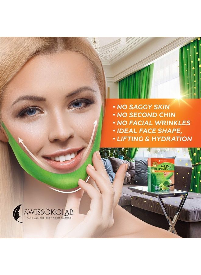 SWISSÖKOLAB Double Chin Reducer V Shaped Slimming Face Mask Chin Up Patch Face Lift Tape V Line Lifting Mask V Up Contour Tightening Firming Moisturizing Chin Neck V Shape Mask 5 PCS  - Image 3