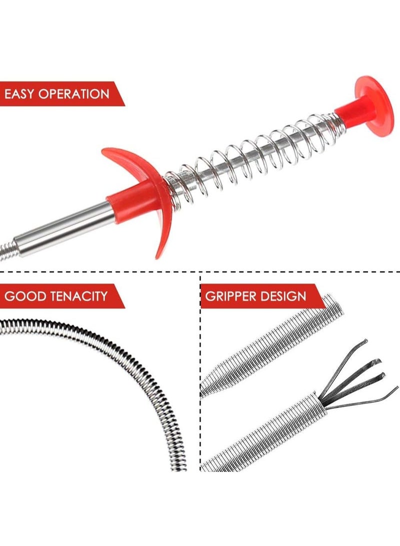 7 Pack Drain Snake, 20 Inch Hair Drain Clog Remover Drain Relief Auger Cleaning Tool (2 Stainless Steel And 5 Plastic) - Image 2
