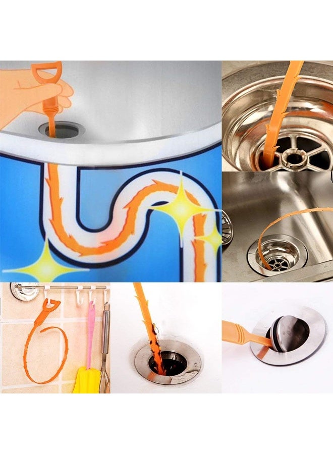 7 Pack Drain Snake, 20 Inch Hair Drain Clog Remover Drain Relief Auger Cleaning Tool (2 Stainless Steel And 5 Plastic) - Image 5