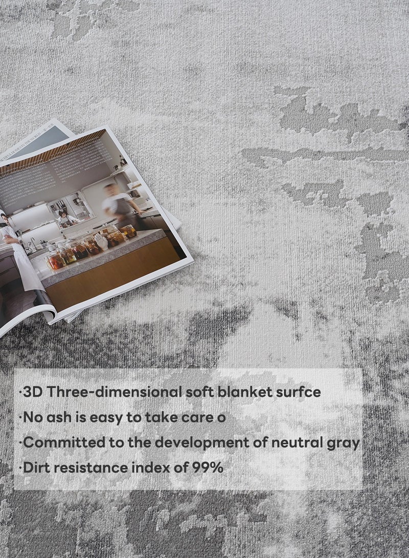 GOOTOY 3D Soft Carpet Living Room Waterproof Area Rug, Non-Slip Backing Washable Floor Mat, Anti-Fouling Large Rugs, Home Decoration Carpets  Neutral Gray Tone Dirt-Resistant 200*290CM - Image 4