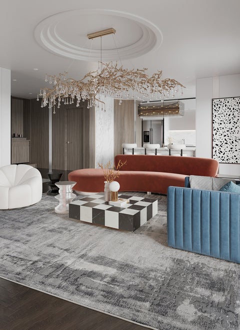 3D Soft Carpet Living Room Waterproof Area Rug, Non-Slip Backing Washable Floor Mat, Anti-Fouling Large Rugs, Home Decoration Carpets  Neutral Gray Tone Dirt-Resistant 200*290CM