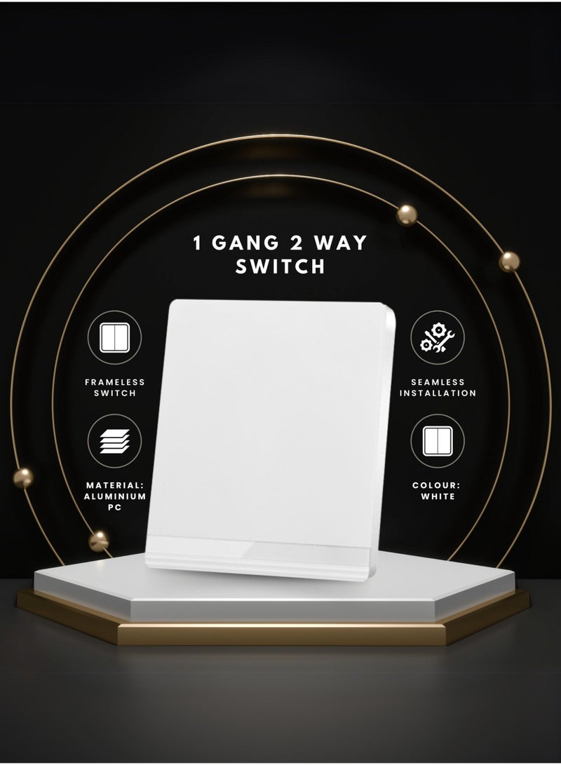 Vmax Modern Wall Switch Frameless 1 Gang 2 Way Control Premium Aluminium PC Slim Panel (WHITE, CHAMPAGNE GOLD, BLACK) - Image 2
