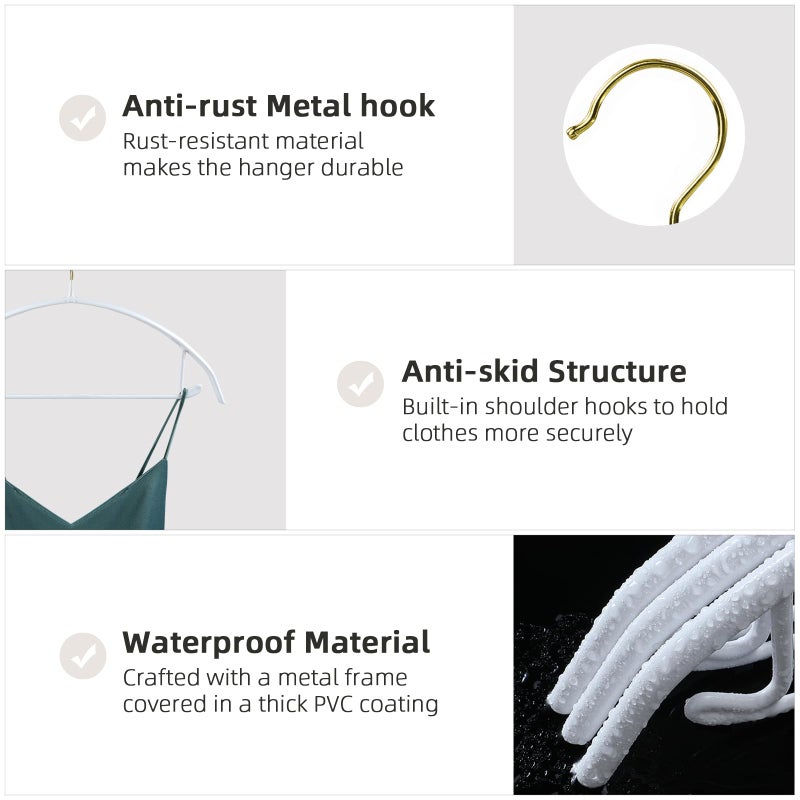 MOPALL Clothes Hangers 20 Pack, Non Slip Hangers Sweater Hanger No Shoulder Bump, 16.5 Inch Wide Durable and Strong Shirt Coat Dress Skirt Suit Hangers with Pants Bar for Laundry & Everyday Use, White - Image 4