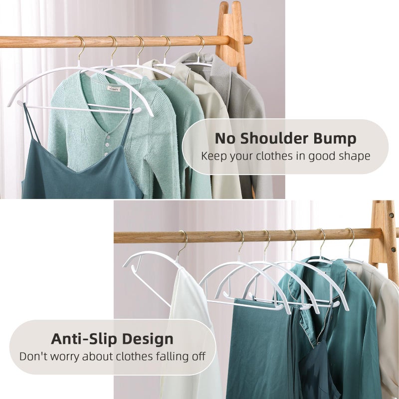 MOPALL Clothes Hangers 20 Pack, Non Slip Hangers Sweater Hanger No Shoulder Bump, 16.5 Inch Wide Durable and Strong Shirt Coat Dress Skirt Suit Hangers with Pants Bar for Laundry & Everyday Use, White - Image 2