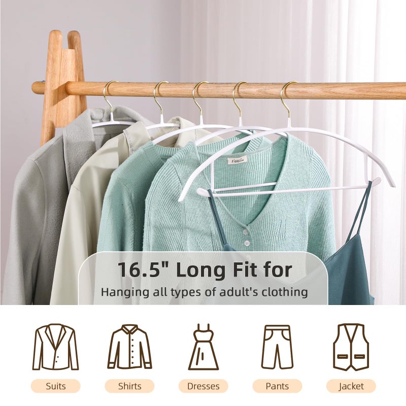 MOPALL Clothes Hangers 20 Pack, Non Slip Hangers Sweater Hanger No Shoulder Bump, 16.5 Inch Wide Durable and Strong Shirt Coat Dress Skirt Suit Hangers with Pants Bar for Laundry & Everyday Use, White - Image 5