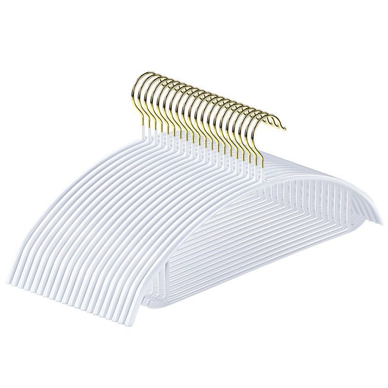 MOPALL Clothes Hangers 20 Pack, Non Slip Hangers Sweater Hanger No Shoulder Bump, 16.5 Inch Wide Durable and Strong Shirt Coat Dress Skirt Suit Hangers with Pants Bar for Laundry & Everyday Use, White - Image 1