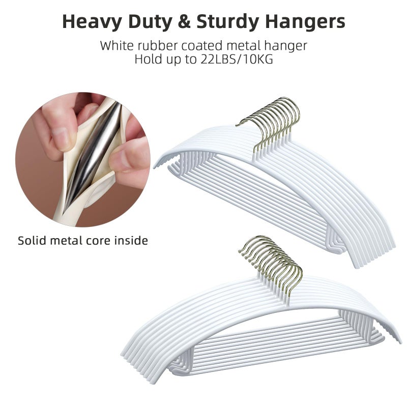 MOPALL Clothes Hangers 20 Pack, Non Slip Hangers Sweater Hanger No Shoulder Bump, 16.5 Inch Wide Durable and Strong Shirt Coat Dress Skirt Suit Hangers with Pants Bar for Laundry & Everyday Use, White - Image 3
