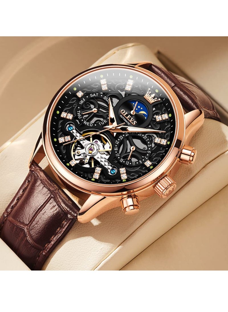 أوليفز ساعة OLEVS للرجال ميكانيكية رسمية كاجوال جلدية مقاومة للماء 6658 - Image 2