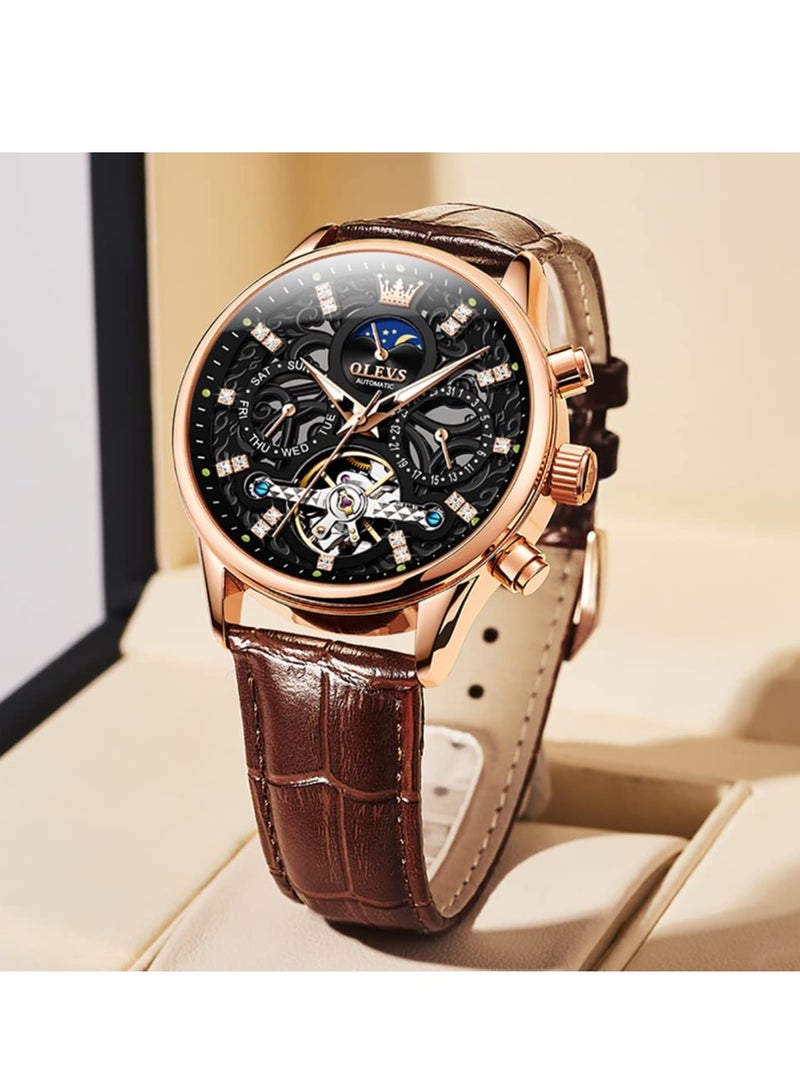 أوليفز ساعة OLEVS للرجال ميكانيكية رسمية كاجوال جلدية مقاومة للماء 6658 - Image 3