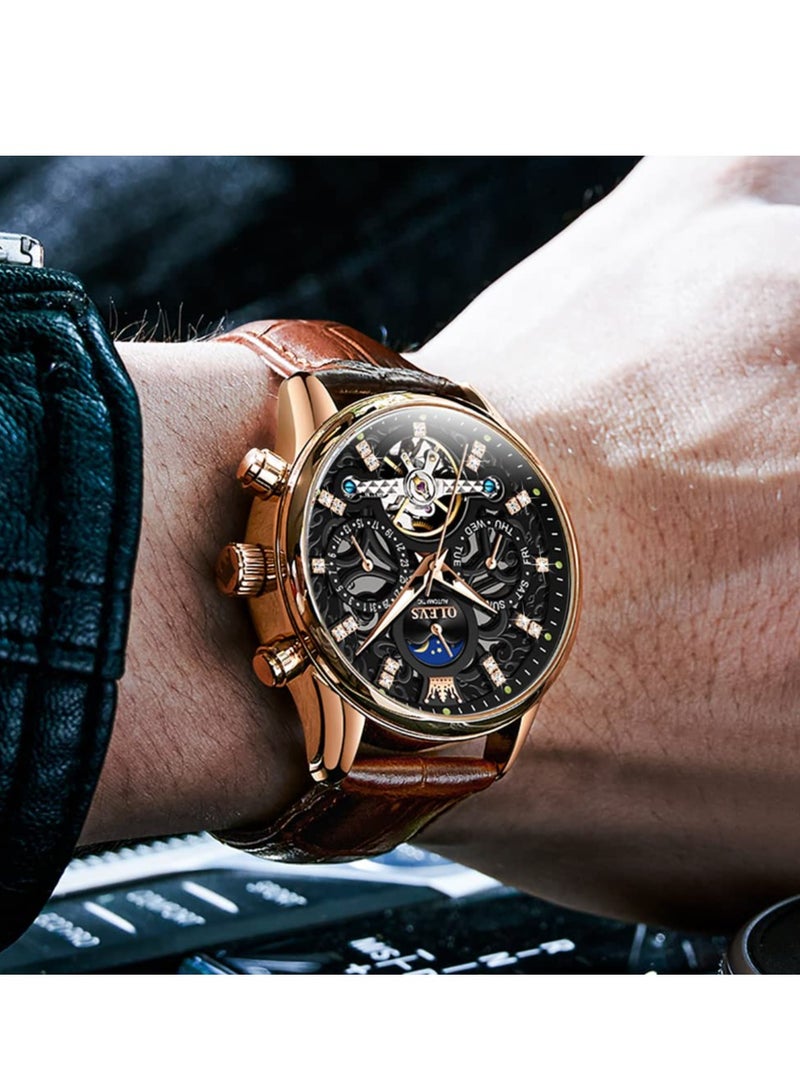 أوليفز ساعة OLEVS للرجال ميكانيكية رسمية كاجوال جلدية مقاومة للماء 6658 - Image 5