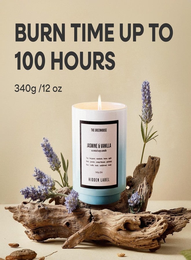 Hidden Label Jasmine Vanilla Scented Candle, 12oz Natural Soy Wax, 75Hours Burn Time,Clean Burn, Non Toxic, Aromatherapy Candles for Home, Stress Relief, Meditation, Yoga & Relaxation,Gifts for Women - Image 2